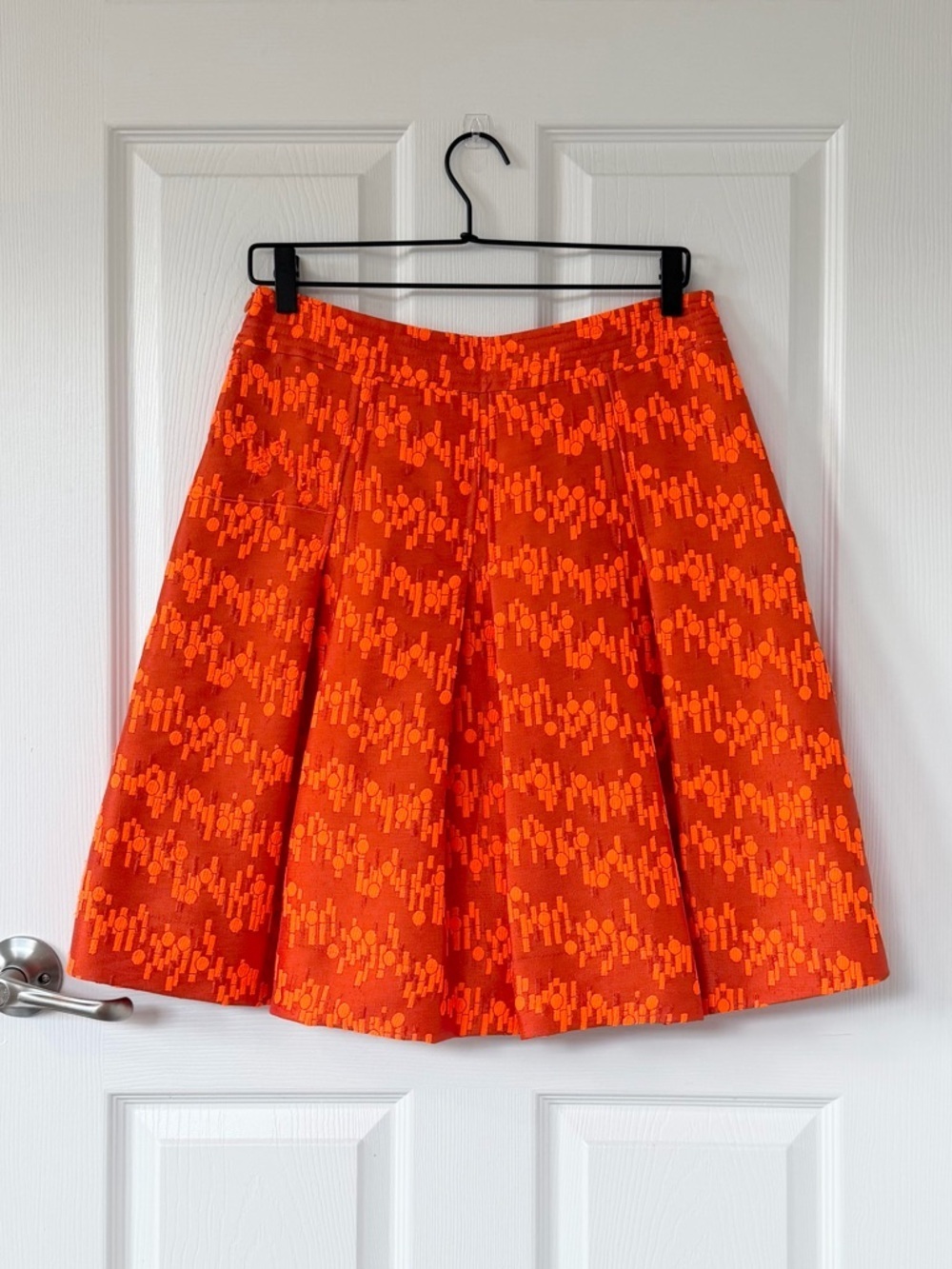 Essentiel Antwerp Full A-Line Orange Jacquard Maximalism Designer Skirt - Picture 2 of 10